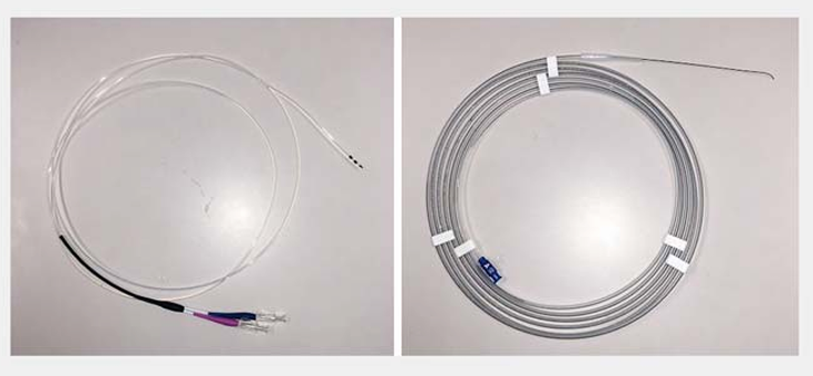 図1：Uneven Double Lumen Cannula®　0.025インチ ガイドワイヤー